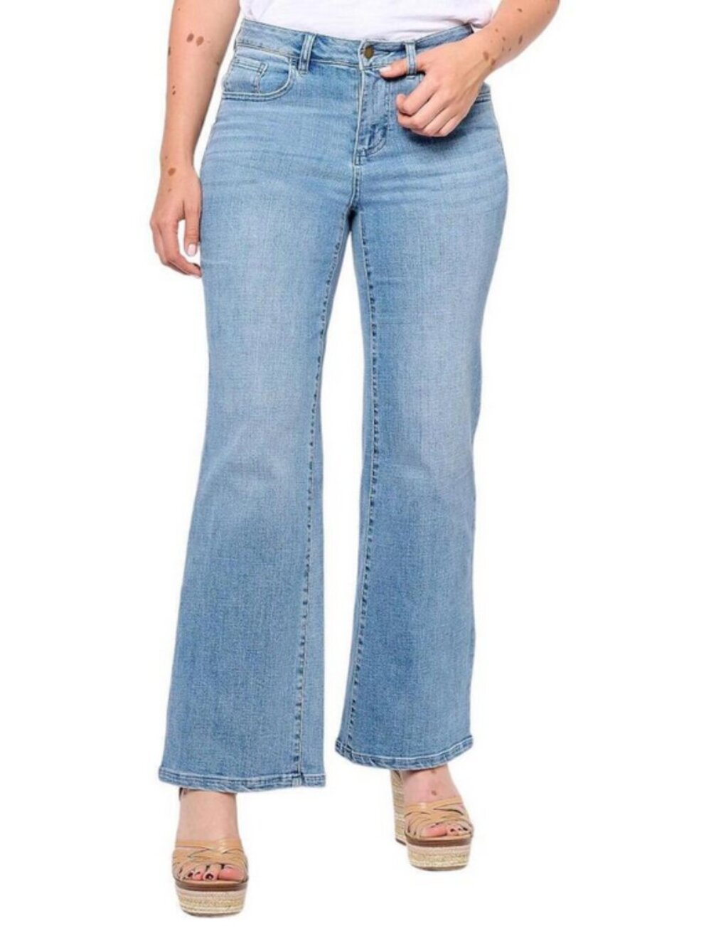 Belle Boho by Kim Gravel Crosshatch Relaxed Jean Vintage Wash Plus 32